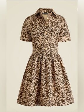 ✨J.Crew (NWT) A-line shirt-dress in leopard chino Size 4✨